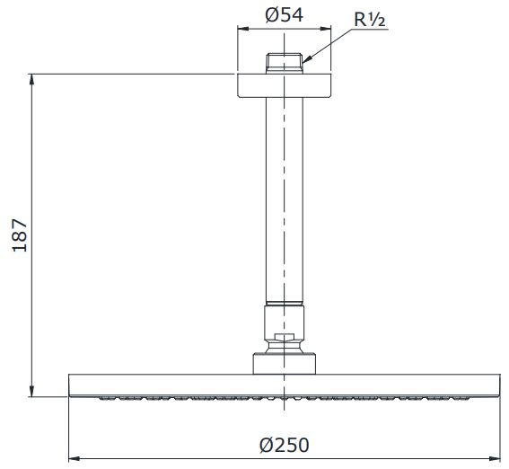 Bản vẽ bát sen tắm TX491SN TOTO gắn trần