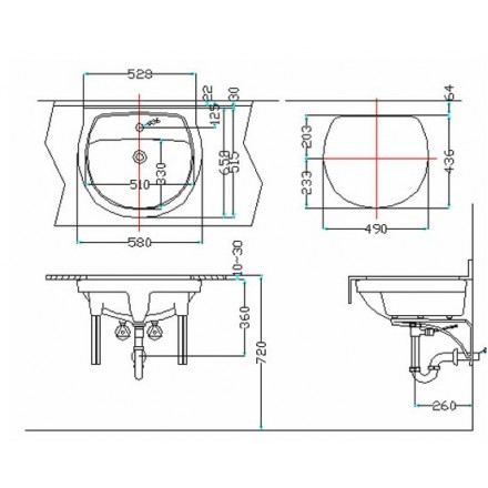 Bản vẽ bồn rửa mặt lavabo Inax AL20948V