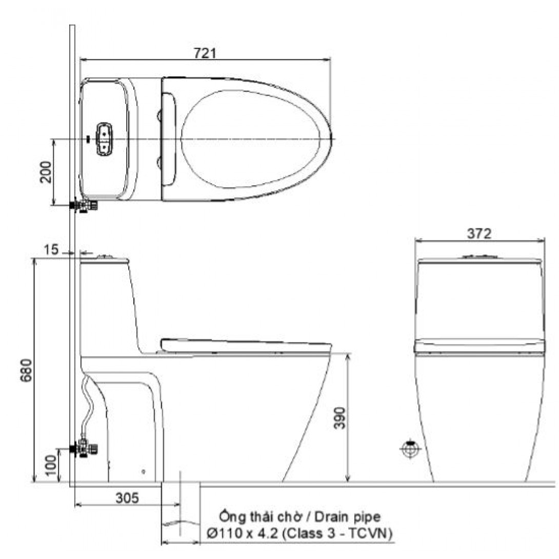 Bản vẽ cấu tạo bồn cầu INAX ACT-902/CW-S32VN