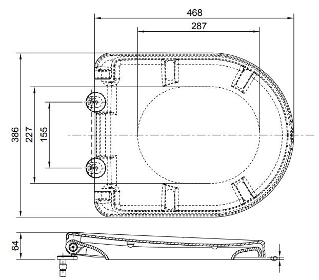 bản vẽ kích thước nắp bồn cầu TOTO TC384CVK