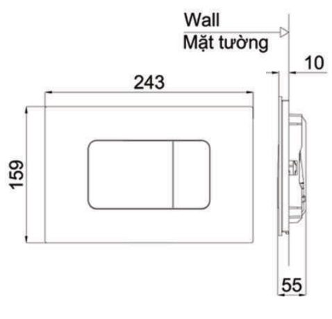 Bản vẽ nút nhấn MB 170P SS gắn bồn cầu treo tường TOTO