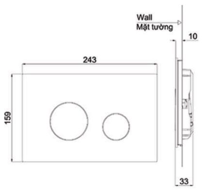 Bản vẽ kích thước nút nhấn MB174P#SS TOTO bồn cầu treo tường