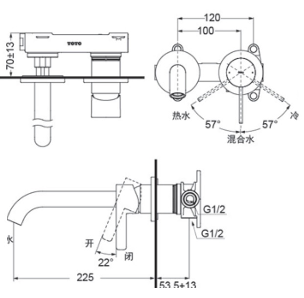 Bản vẽ kỹ thuật vòi TOTO TLG11308B