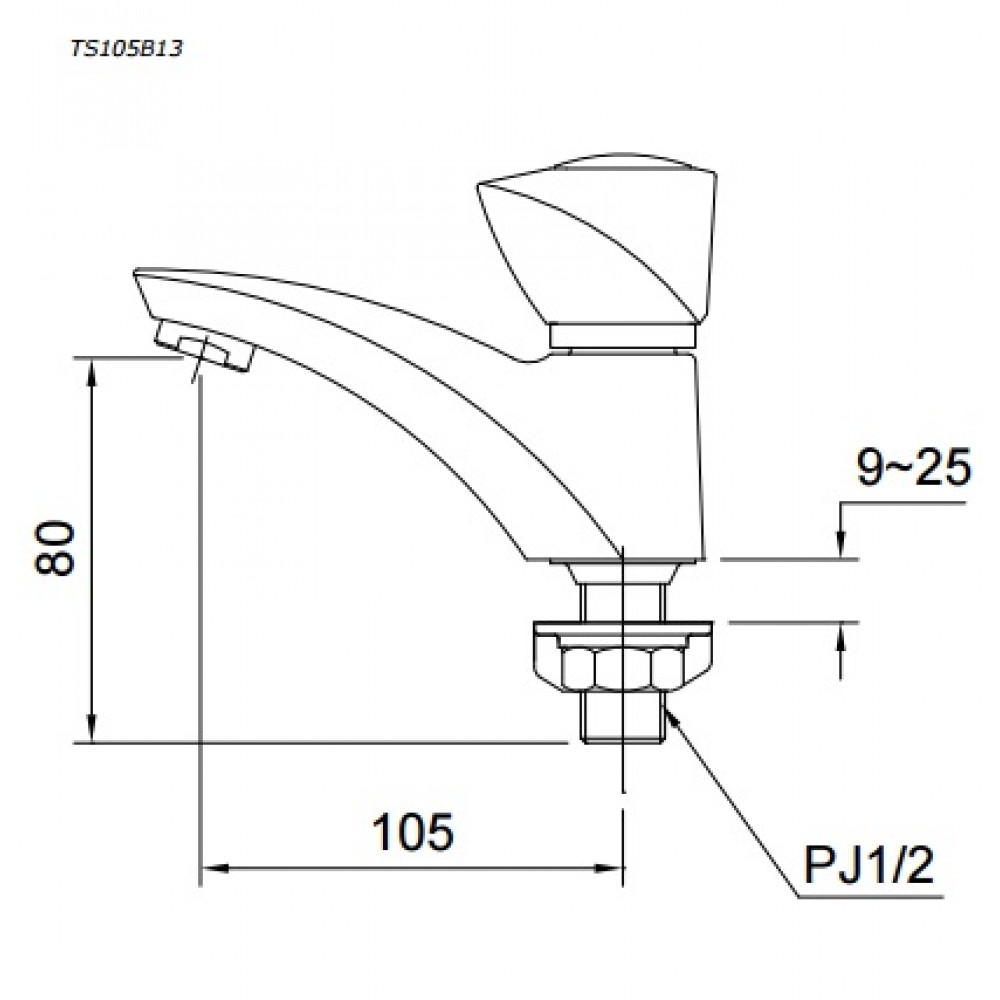 Bản vẽ vòi chậu rửa mặt lavabo TOTO TS105B13