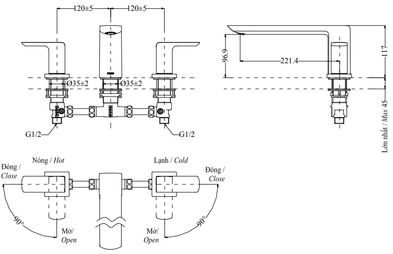 Bản vẽ sen tắm xả bồn TBG02201B