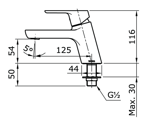 Bản vẽ kỹ thuật vòi lavabo TOTO TX109LU