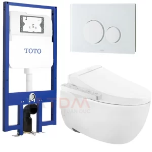 Bồn Cầu TOTO CW812REA/TCF24460AAA/WH172AT/TCA465/MB176G#WH Nắp Điện Tử Treo Tường