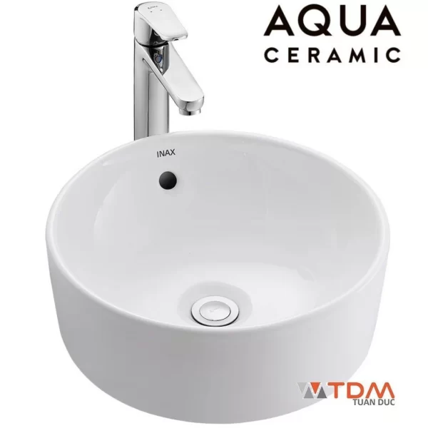 Chậu rửa mặt lavabo Inax AL-295V đặt trên bàn đá 380 x 380 mm