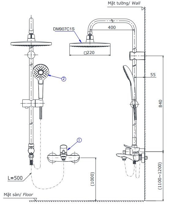 Bản vẽ sen cây TOTO DM907C1S_TBG04302V_DGH104ZR