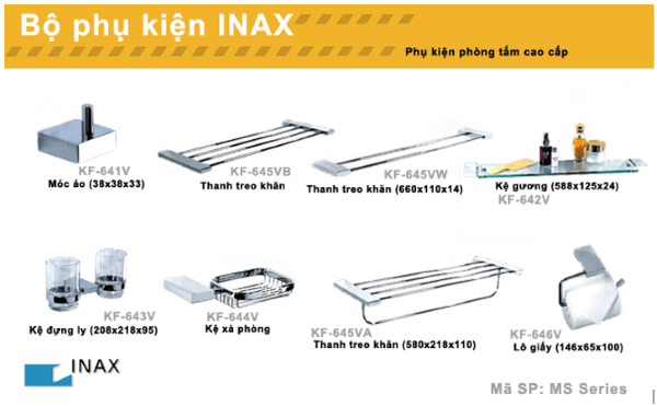 Thiết bị vệ sinh INAX còn cung cấp nhiều phụ kiện đi kèm