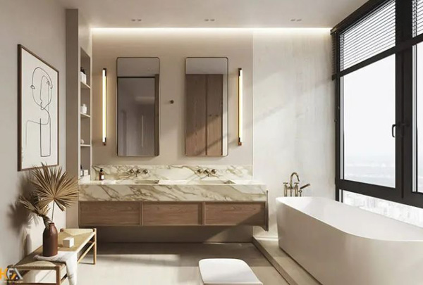 Thiết kế phòng tắm 6m2 phong cách hiện đại với cửa sổ 