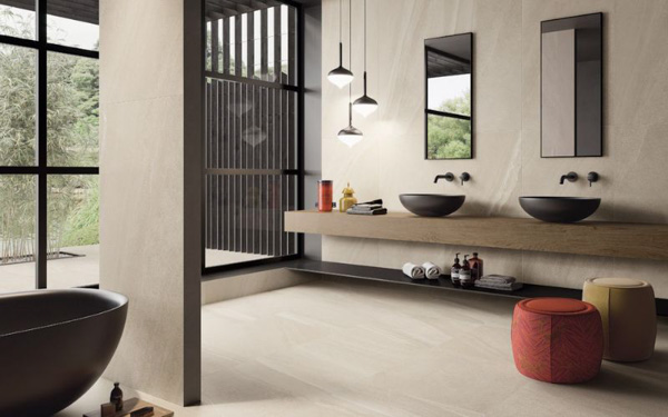 Nhà tắm 6m2 với thiết kế lộ thiên phong cách Nhật Bản có nội thất đơn giản