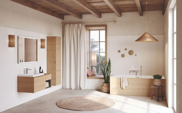Thiết kế tắm 6m2 phong cách đồng quê với nội thất đơn giản