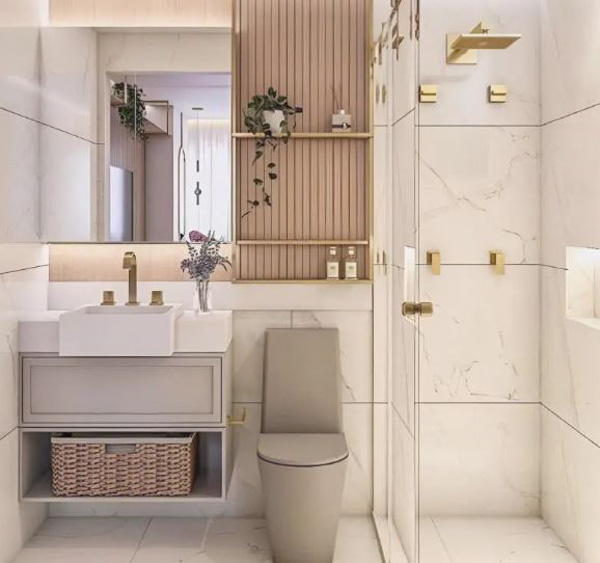 Thiết kế phòng tắm nhỏ 3m2 hiện đại sử dụng màu sắc sáng