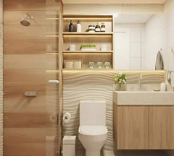 Thiết kế phòng tắm nhỏ 3m2 hiện đại từ gỗ giúp không gian sang trọng hơn