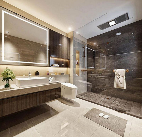 Thiết kế phòng tắm 4m2 sang trọng với thiết bị vệ sinh thông minh