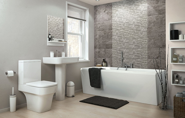 Phòng tắm sử dụng gam màu xám, kết hợp với đồ nội thất tối giản và ánh sáng tự nhiên tạo nên không gian thư giãn và ấm cúng