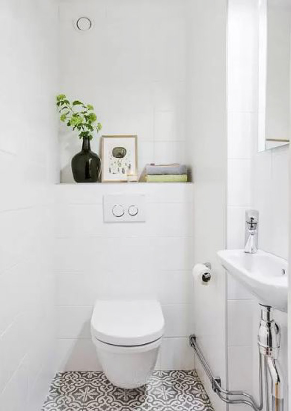 Thiết kế mẫu phòng tắm 1m2 đơn giản với tone màu trắng