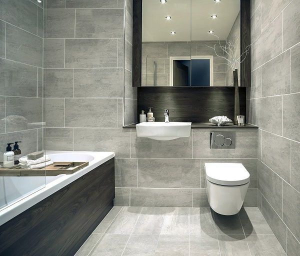 Phòng tắm mini ốp đá, thiết kế bồn tắm đứng tối ưu không gian hiệu quả