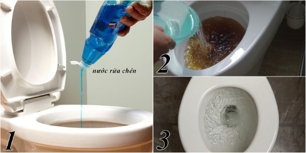 Các bước thông bồn cầu bằng nước rửa chén hiệu quả 