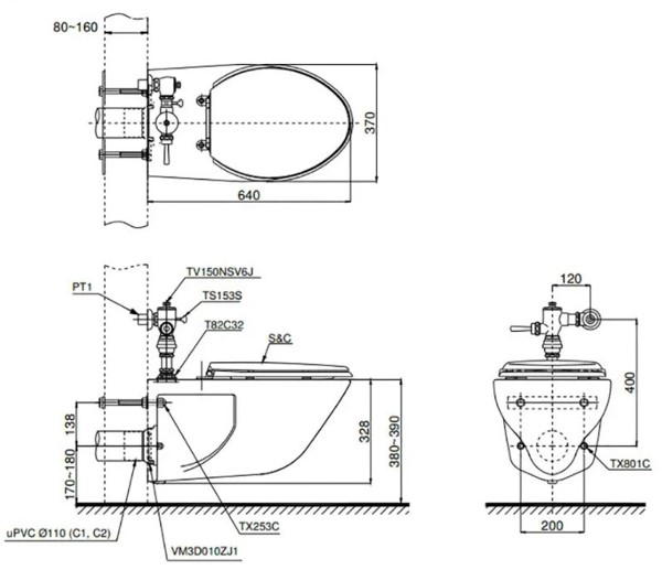 Bản vẽ chi tiết cách lắp đặt bồn cầu treo âm tường